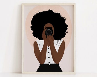 Black Girl Woman Print, African American Art, Instant Download, Boho Decor, Female Portrait, Black Girl Magic, Afrocentric, Fashion Wall Art