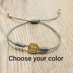 St Benedict gold medal bracelet, men women catholic gift, San Benito bracelet, adjustable bracelet, catholic bracelet, blessing bracelet