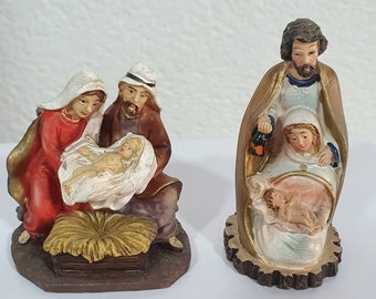 聖家族の像、聖家族の置物、テーブル上の聖家族の像、祭壇の像、カトリックの置物、宗教的な像、聖人の像