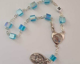 Auto rosary, CHOOSE COLOR & SAINTS, Car protect rosary, Patron of travel, St Christopher, Car acessories, Rear view mirror hanger,