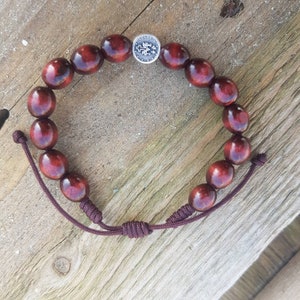 Miraculous medal bracelet, Wooden beads saint bracelet, Medjugorje handmade bracelet