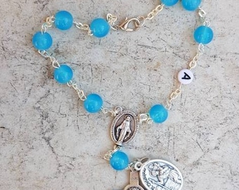 Auto Rosary, Personalized Rosary, Car Rosary, Patron of travel, St Christopher, Car acessories, Pocket rosary, Rear view mirror hanger