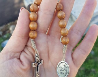 Pocket rosary, Pray for Us Medal, One decade rosary, Wooden rosary, Catholic rosary, Rosary tenner, Rosary Chaplet, Confirmation favor