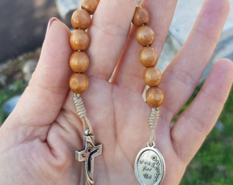 Pocket rosary, Pray for Us Medal, One decade rosary, Wooden rosary, Catholic rosary, Rosary tenner, Rosary Chaplet, Confirmation favor