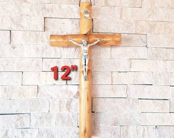 Croix murale, Crucifix, Croix suspendue murale, Décoration murale, Croix en bois faite à la main, Décoration murale, Croix sculptée à la main