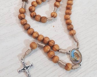 Rosario de madera de olivo, rosario de cuentas de madera Medjugorje, rosario hecho a mano, rosario católico de madera, rosario de comunión