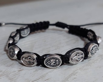 Pulsera de medalla milagrosa, pulsera católica para hombre o mujer, pulsera hecha a mano de Medjugorje