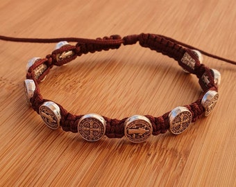 Saint Benedict medal bracele, San Benito medalla pulsera, blessing bracelet, rosary beads catholic for men, women