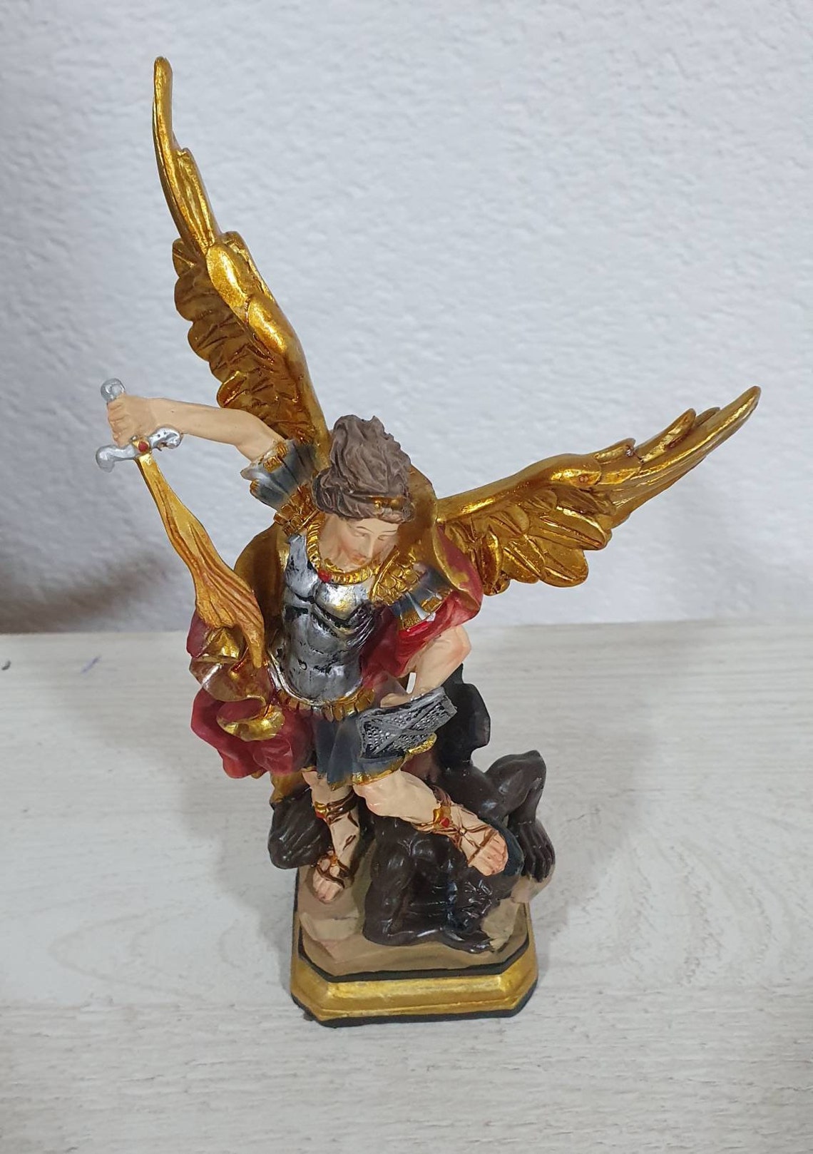 Archangel Michael Statue St Michael Statue Archangel Figurine Etsy