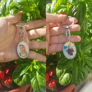 Schlüsselanhänger Jungfrau Maria, St Christopher, Schlüsselanhänger für Auto, Hausschlüsselbund, St Christopher Keychain, Schutzpatron der Reisen,
