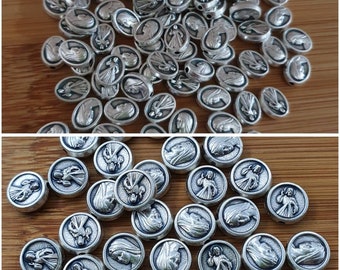 Virgin Mary Medal Beads: Divine Mercy Saint Pendants - Bulk Lot