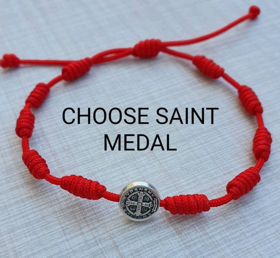 Knotted Cord Rosary Bracelet, Catholic Bracelet, St Benedict
