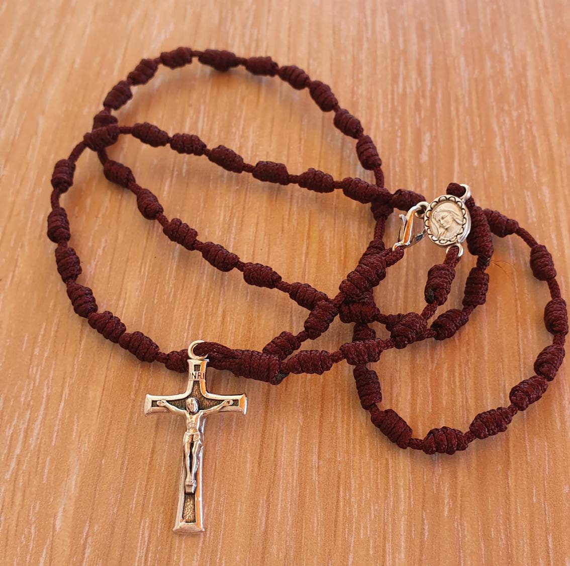 Cord Rosary Necklace Knotted Rosary Catholic Rosary Saint Etsy