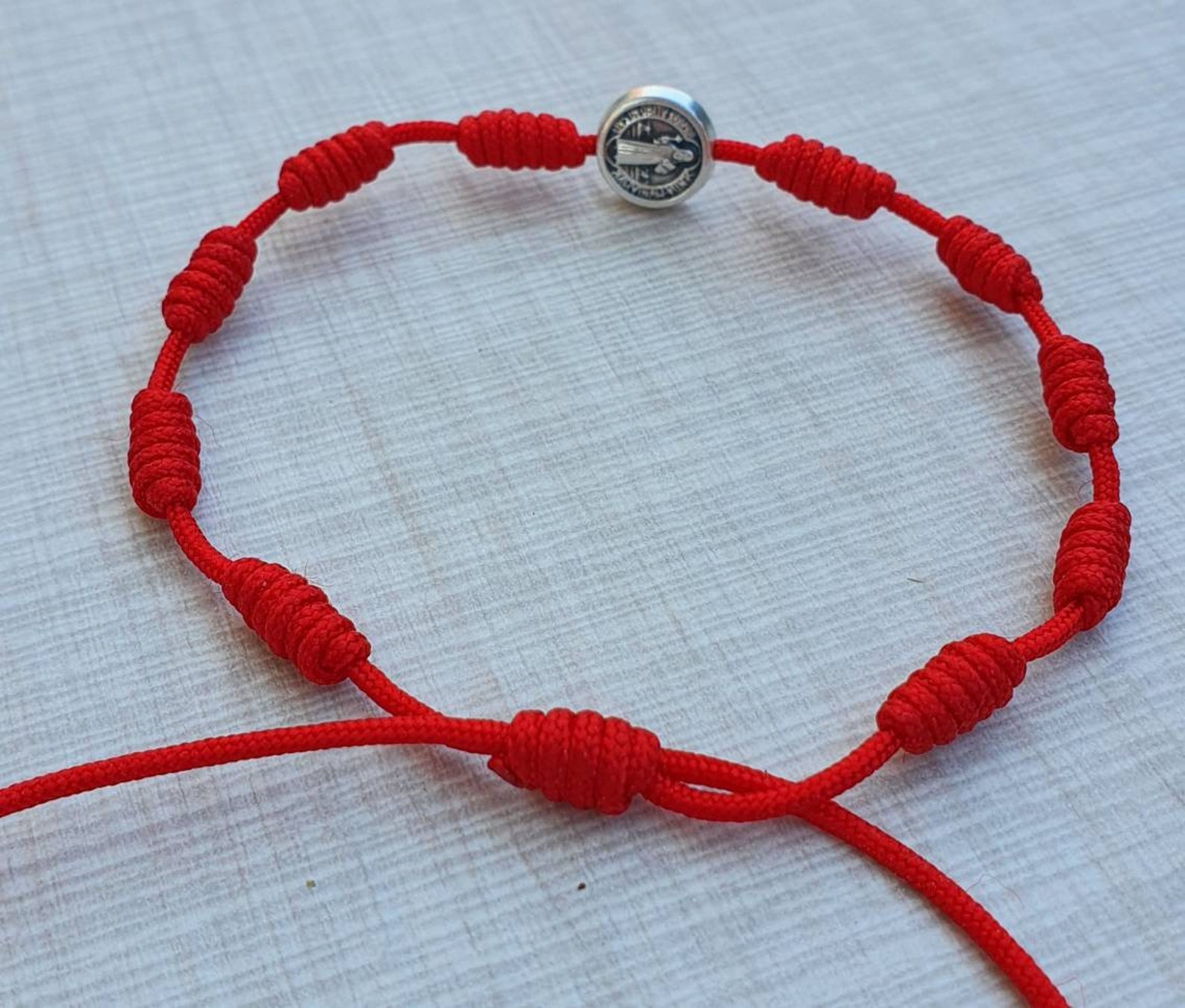 Knotted Cord Rosary Bracelet Catholic Bracelet St Benedict Etsy