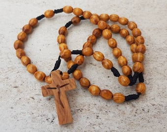 ロザリオ 5 mm 木製ビーズ ロザリオは完全に手作りです 着用できます