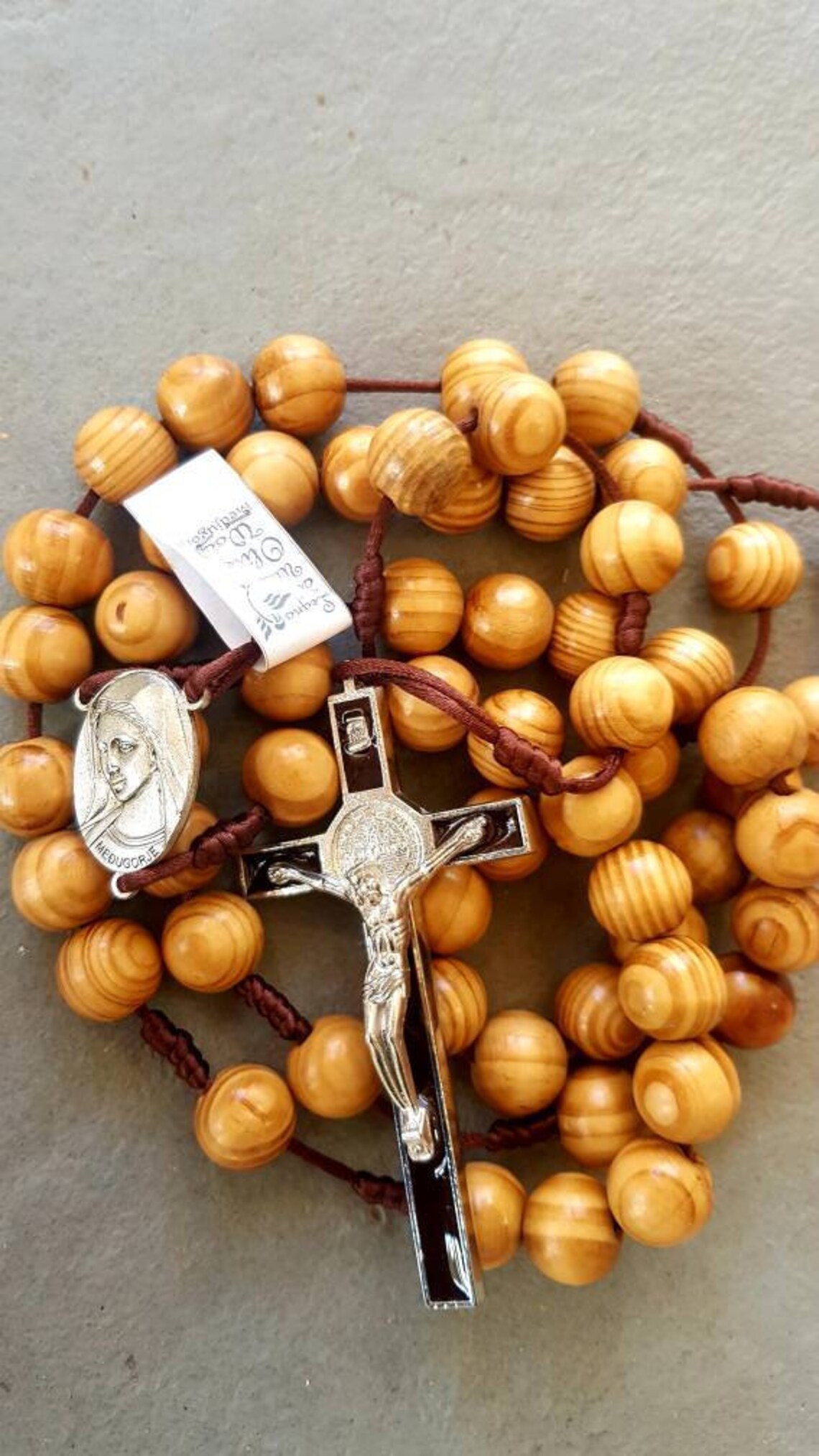 Large wall rosary 40 Olive rosary for wall Big Hanging Etsy