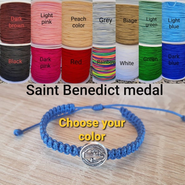 Saint Benedict bracelet bulk, Wholesale Catholic bracelet, Macrame bracelet saints, Saints medal bracelet, San Bento medal, Benedictine