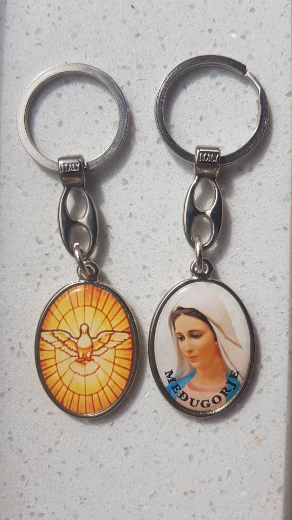 Saint Keychain Virgin Mary Holy Spirit car keychainhome Etsy