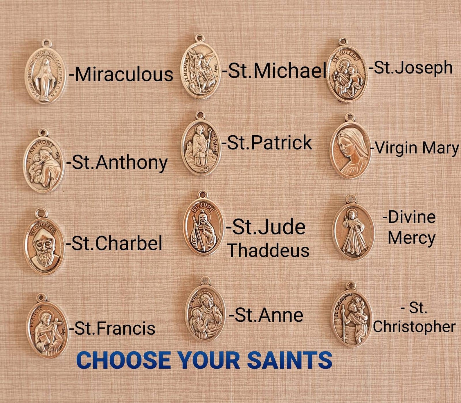 Choose your saint medal Lot Bulk 5/10/20 pc Silver Tone Etsy