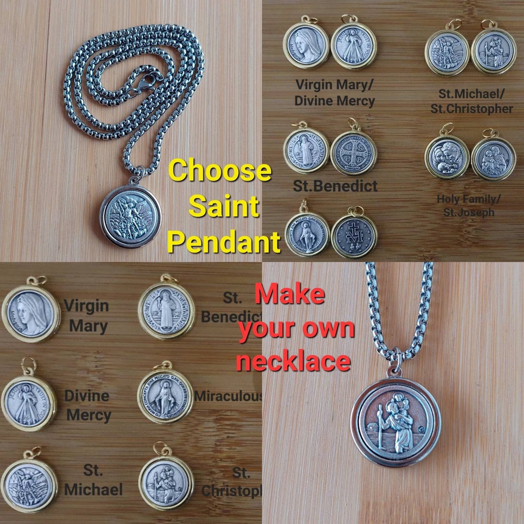 Saint Chain Catholic Necklace Chain Patron Saint Necklace Saint Medal Chain ...