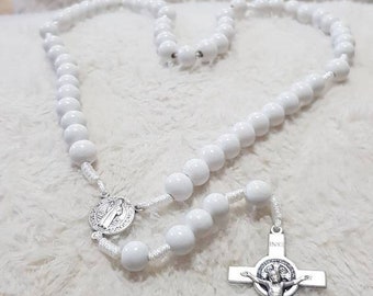 Saint Benedict rosary bigger beads, Benedict medal and cross, wooden rosary, catholic rosary, Grande rosaries, Medjugorje handmade rosary