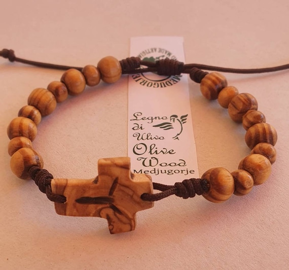 Bracciale Rosario Croce Bogjiru - Perline Legno Regolabile Unisex - Foto 11
