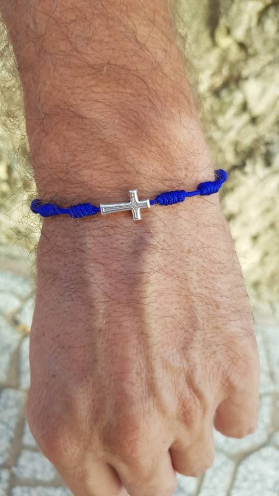 Knotted Cord Rosary Bracelet, Cross Bracelet, Catholic Bracelet