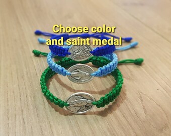 Religious Bracelets with Patron Saint Medals Christian Miraculous medal bracelet Men Women Kids Catholic Gift Adjustable Cord Unisex