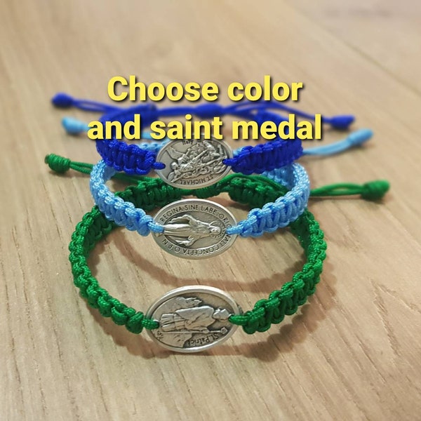 Bracelets religieux avec Patron Saint Médailles Christian Miraculous medal bracelet Men Women Kids Catholic Gift Adjustable Cord Unisex