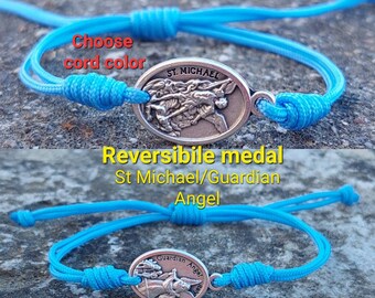 Pulsera de San Miguel para niños o adultos, pulsera católica, pulsera con medalla del ángel de la guarda, pulsera de protección, medalla de San Miguel