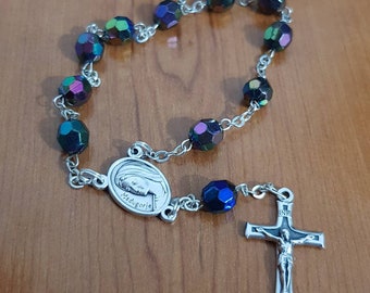 Pocket rosary, Small rosary, Girls car rosary, womens auto rosary, mini rosary, one decade rosary, Medjugorje rosary