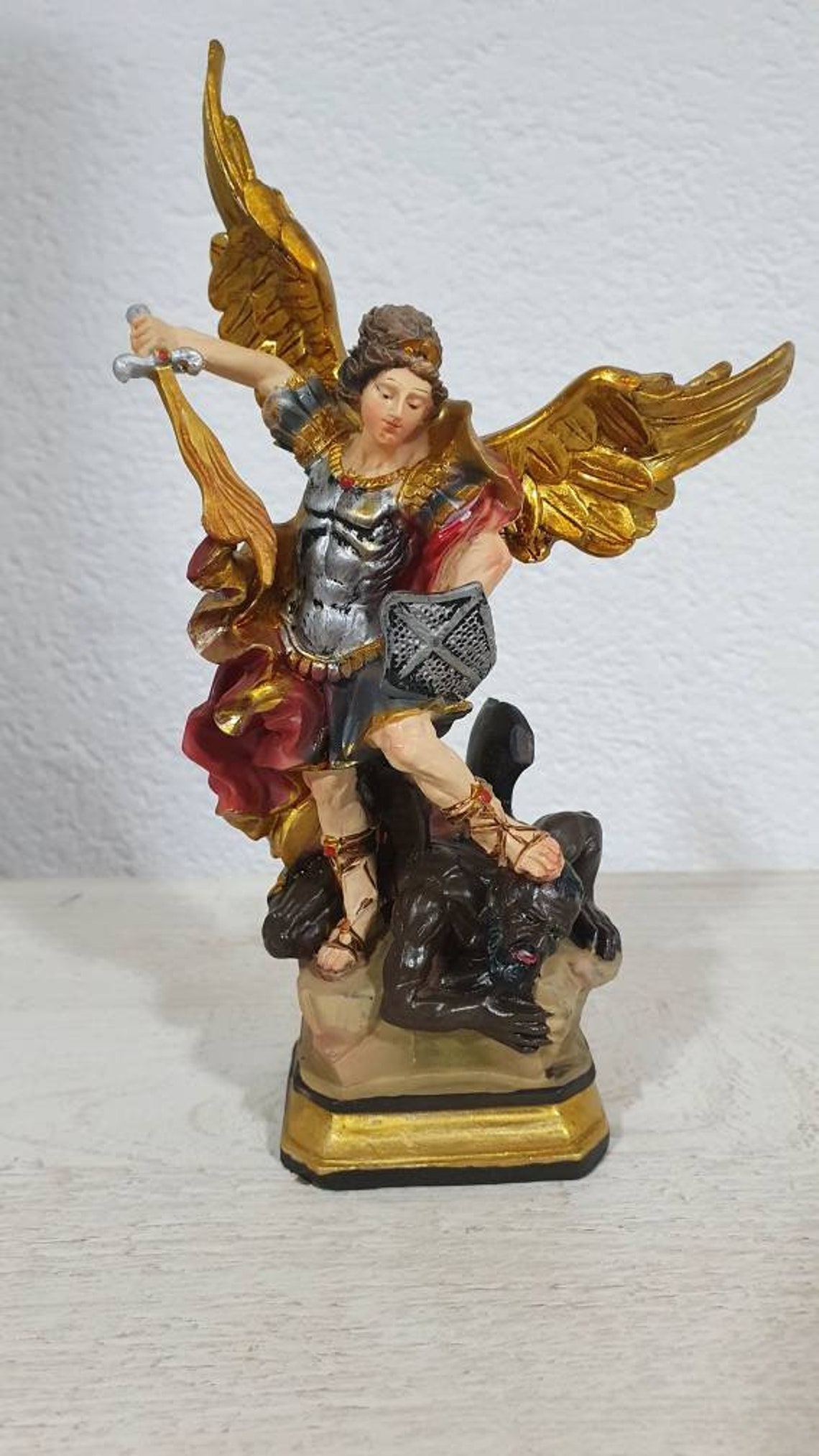 Archangel Michael Statue St Michael Statue Archangel Figurine Etsy