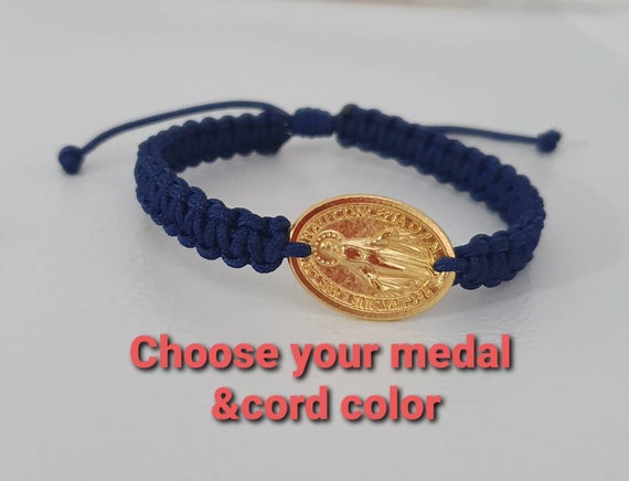 Medjugorje bracelet, cord, medal, stone
