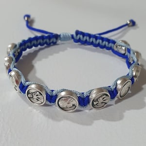 Virgin Mary/Divine Mercy medal bracelet, Rosary bracelet, religious bracelet, saint bracelet, Medjugorje bracelet, macrame saint bracelet