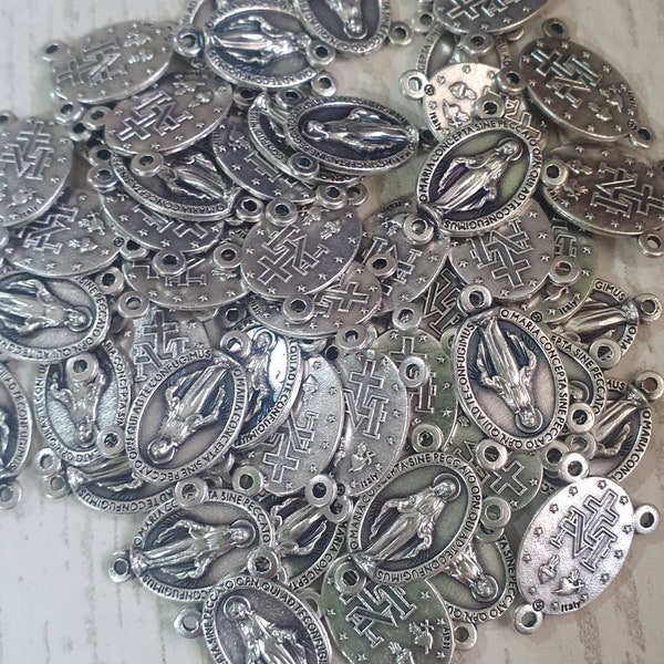 Wholesale Center for Rosary Miraculous  Medal, DIY Rosary Parts, Rosary Centrepiece in silver tone, Raw materials for religious jewerlry