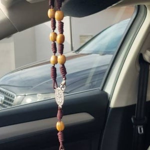 2PCS Car Rosary For Rearview Mirror, Automotive Hanging Cross