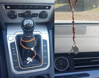 Auto rosary, small rosary for car, Rear view mirror hanger, Car Rosary, Patron of travel, St Christopher, Car acessories, Pocket rosary,