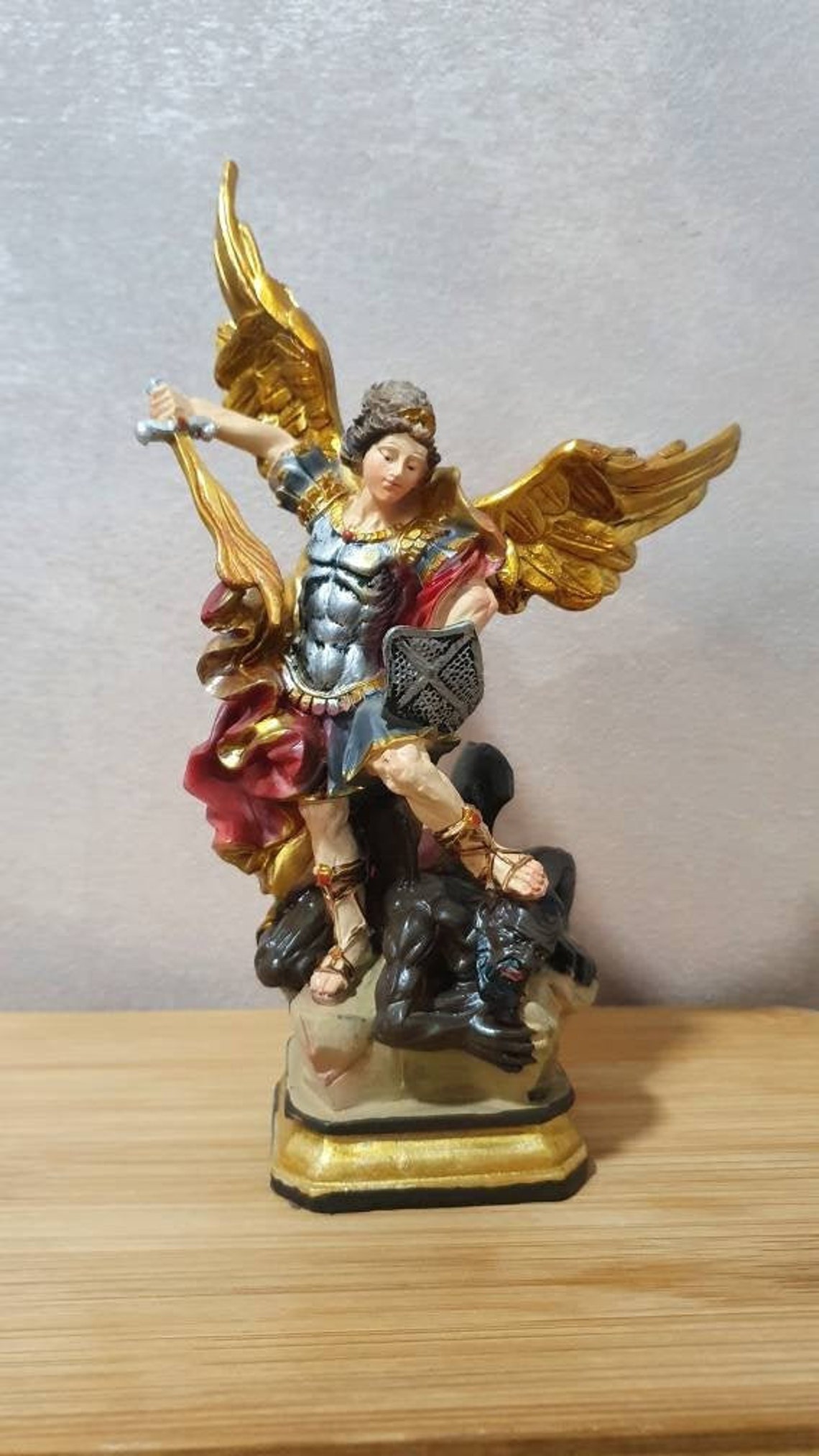 Archangel Michael Statue St Michael Statue Archangel Figurine Etsy