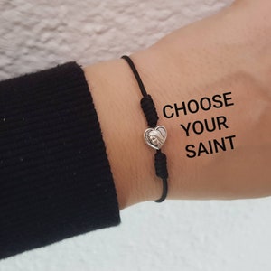 Saint bracelet on cord, Catholic saint bracelet, simple cord bracelet, st benedict bracelet, holy spirit bracelet, Medjugorje handmade