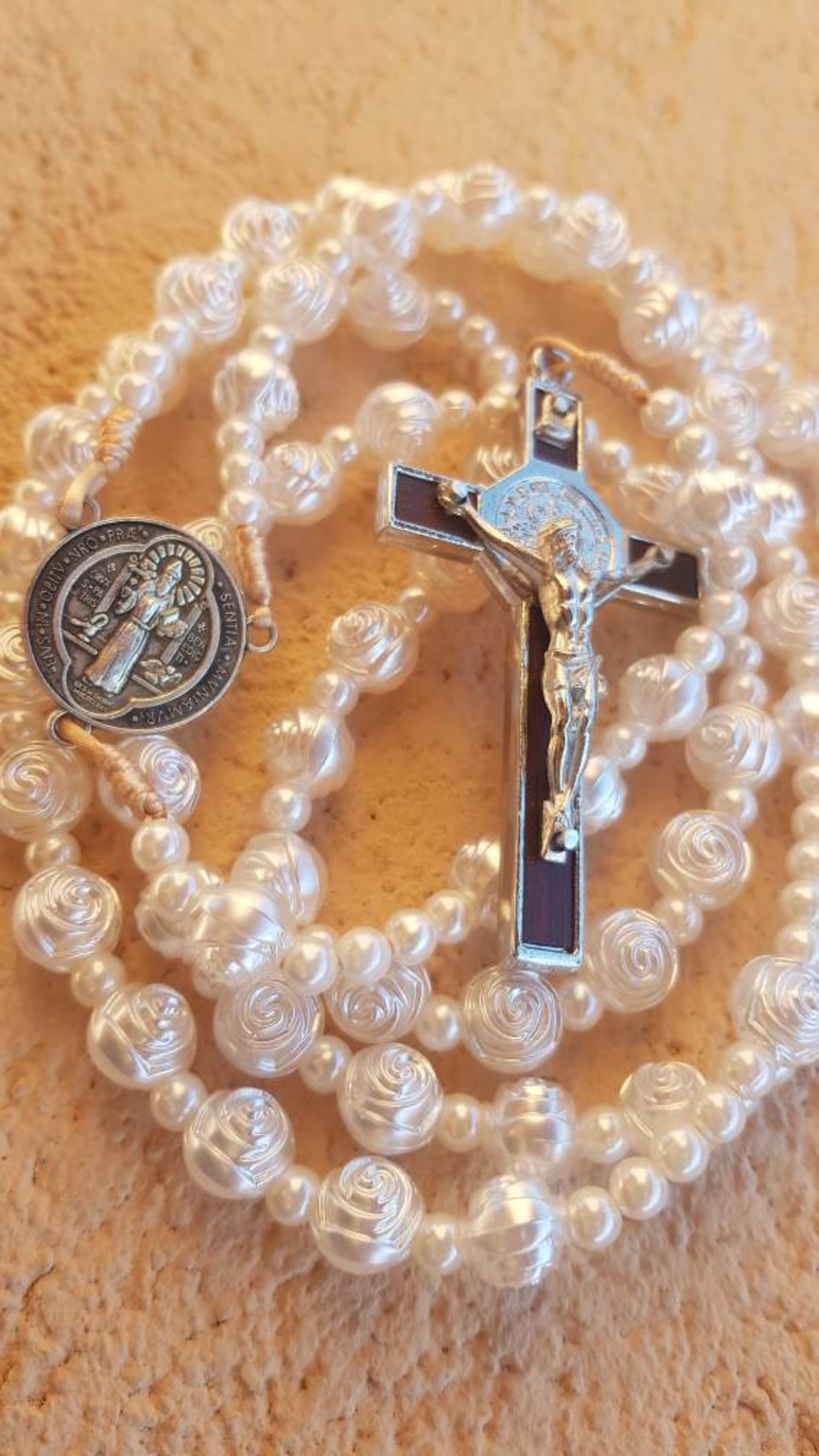 Big wall rosary white wall hanging rosary Large Benedict Etsy
