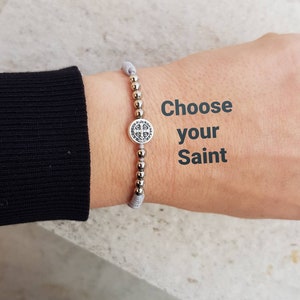 Saint Benedict Bracelet with beads Simple Catholic Medal Bracelet Saint medal on cord Scapular Medal Bracelet Miraculous Bracelet