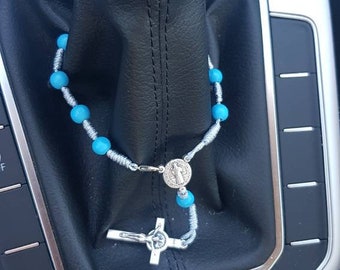 Car rosary, Auto rosary, Benedict car rosary, Car acessories, Pocket rosary, Rear view mirror hanger, Virgin Mary/Divine Mercy auto rosary