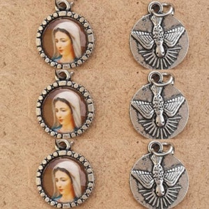 Holy Spirit medal, small Saint Spirit medal, saints medal, medal for necklace, pendant medals, Catholic Charm, Jewelry Making Medal