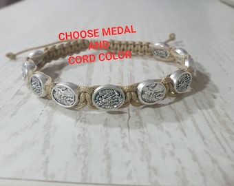 Pulsera de San Miguel/Ángel Guardián, Patrón de los Militares, Pulsera Cristiana, Pulsera de Protección, Patrón de la Policía, Medalla de San Miguel