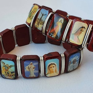 Pulsera All Sanits, Pulsera Católica, Imagine Virgen María, Divina Misericordia, Medalla Padre Pío, Cruz, Medalla San Miguel, Pulsera Católica