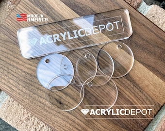 25 CIRCLE Shaped Clear Acrylic Blanks, Cutouts - With/Without Holes - Perfect For Crafts, DIYer, Keychains, Charms, Gifts, Resell