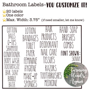 Labels for Organizing | Up to 20 Customizable Labels | Bathroom  | Pantry  | Fridge | Kitchen | Kid’s Rooms | Garage | Laundry | Storage Bin