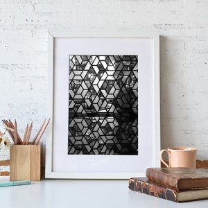 Black and white wall art print, Architecture Printable art, Modern Home Décor, Stained glass wall Photograph, Minimalist Living room decor