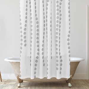 Black and White Shower Curtain, Unique Bathroom Décor Ideas, Boho shower curtain, Modern farmhouse shower curtain, Minimalist master bath