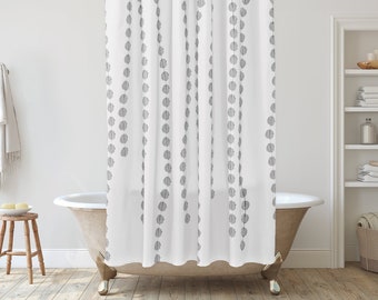 Black and White Shower Curtain, Unique Bathroom Décor Ideas, Boho shower curtain, Modern farmhouse shower curtain, Minimalist master bath